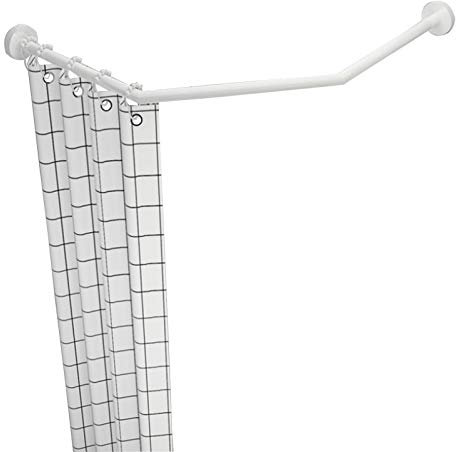 GODFSAHG Tringle de Douche, Tringle de Douche incurvée à Tension pour Salle de Bain, antirouille, Fixation Murale, Tringle à Rideau d'angle en Acier Inoxydable 304 réglable pour Baignoire d