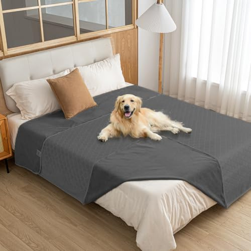 Amarrirose wasserdichte Hundedecke,60x80cm Outdoor Hundematte Waschbar für Grosse Hunde,Flauschig Katze ndecke und Weich Beidseitiger Sofabezug-Schutz,Dunkelgrau+grau