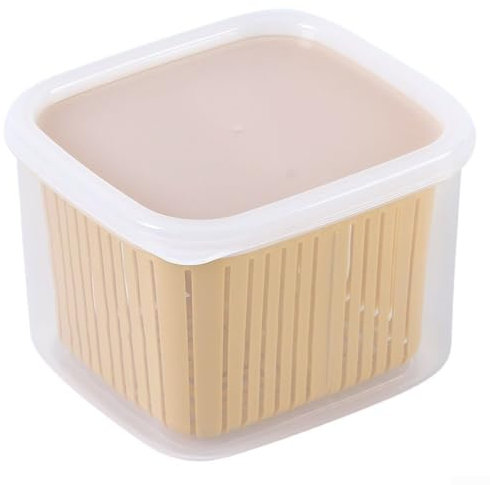 Contenitore per la conservazione degli alimenti senza sforzo con colino per frutti di bosco mantiene la frutta fresca più a lungo (vestito giallo)