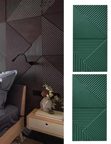 Elitix Panneaux Muraux 3D 3D Textured Panneau 3D DIY Kitchen Bathroom, Abstract Panneau Mural Decor Decorative Gaming Room TV Background Living Room, Accent Plaque Murale(Green,2pcs)