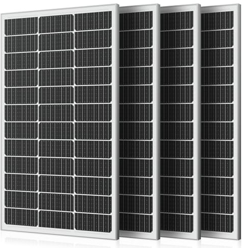 Solarpanel 480W, 12V PV Modul, SMBB Technologie, Hohe Effizienz Monocrystalline Solarmodul, Full Black Aluminium Frame Solar Panel, Ideal for Balcony Power Plant, Motorhome, Boat (120W*4)
