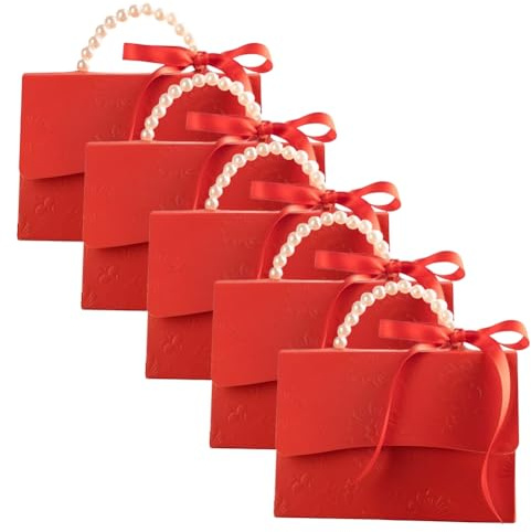 Osmond Stylish Embossed Gift Box with Satin Ribbon and Pearl Handle, Valentine'S Day Gift Box B