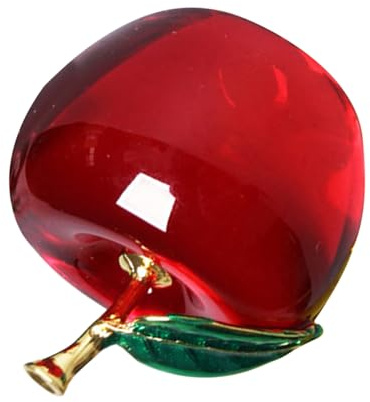 DOITOOL Kristallapfel Figur Rot als Schreibtischornament für Wohnzimmer | Lebensechtes Design, Glatte Glänzende Oberfläche, Vielseitig Platzierbar, Pflegeleicht, für Zuhause und Büro