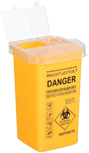 Hemobllo Travel Sharps Container Small Sharps Bin for Needles Needle Disposal Box for Safe Disposal of Needles Pipettes and Slides Suitable for Hospital Clinic Home and on the Go Use