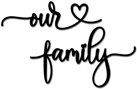 Metall Wanddeko „Our Family“ in Schwarz, moderne Wanddekoration für Wohnzimmer, Schlafzimmer und Flur, iron black silhouette wall art, wanddeko metall für stilvolle Wohnraumgestaltung, Wohndekoration