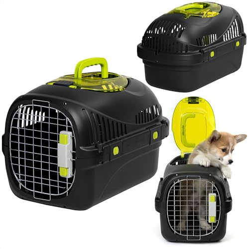 Peluvio Safy Hundetransportbox Auto, Hundebox mit Metalltür, Stabil und