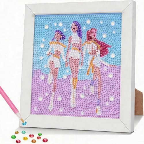 HecticCore 5D Kpop Diamond Painting demon Kinder mit rahmen, DIY Diamond Painting Set, Diamant Painting Mädchen Erwachsene,Bilder Arts Craft für Home Wand Decor Cartoon Mosaikherstellung 15x15cm