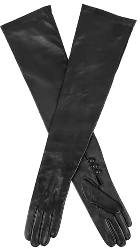 Dents Womens Polly Long Leather Gloves - Black - Small