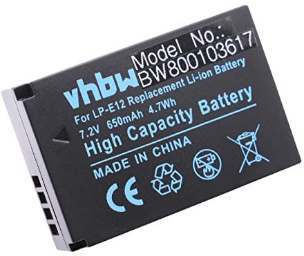 vhbw 1x Batterie Compatible avec Canon EOS M10, M, M50, M200, 100D, Kiss X7, M50 Mark II, M2, 100, M100 Appareil Photo (650mAh, 7,2V, Li-ION)