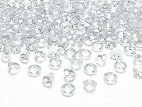PartyDeco Diamant-Konfetti farblos 12mm 100 Stück Hochzeit Hochzeitstaufe Kommunion Silvester Karneval