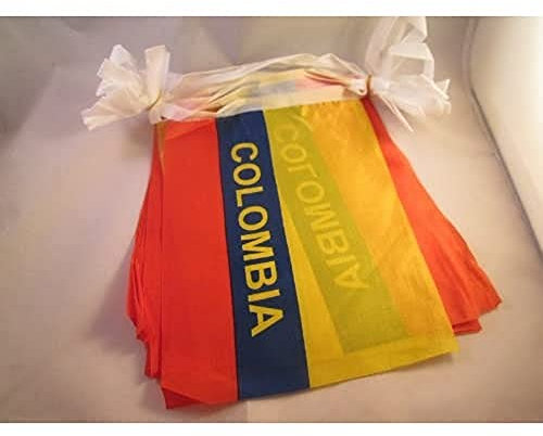 AZ FLAG Guirnalda 6 Metros, 20 Banderas de Colombia 21x15 cm, Bandera Colombiana 15 x 21 cm - Banderines