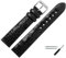 MARBURGER Uhrenarmband 20mm Leder Schwarz Silber Kroko Prägung - Montage Set 8342010000120