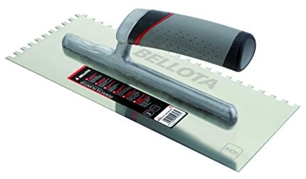 Bellota 5874-10 BIM INOX Glättekelle Aufziehplatte, Edelstahl, offener Griff, gezahnt, 10 mm