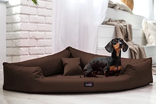 tierlando® Trivia | Orthopädisches Hundebett Robustes Polyester Visco Eckbett Eckhundebett Gr. XL 120cm Braun