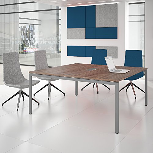 Weber Büroleben GmbH NOVA Konferenztisch 160x164cm Nussbaum mit ELEKTRIFIZIERUNG Besprechungstisch Tisch, Gestellfarbe:Silber
