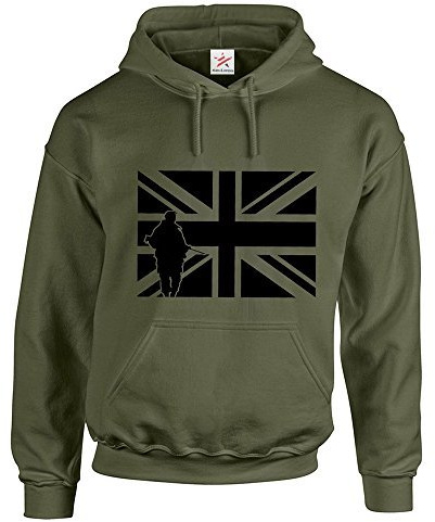 Star and Stripes British Army Union Jack Hooded Sweatshirts Army Military Green