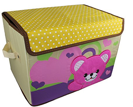 GMMH Design Spielzeugbox 38 cm x 26 cm x 27 cm Aufbewahrungsbox Spielzeugkiste Aufbewahrungstonne Kindermöbel (Bär)