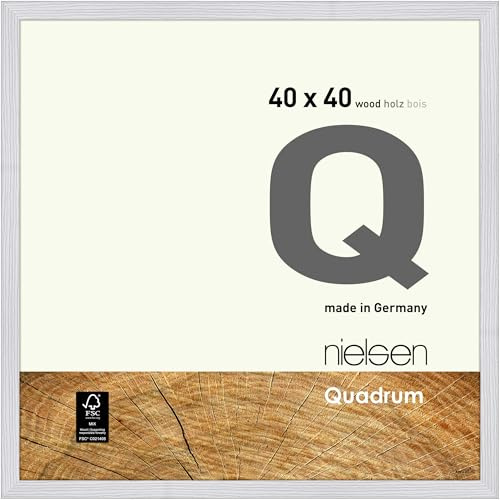 nielsen Quadrum Wooden Picture Frame - White Veneer 40x40cm - with Float Glass and Easy Push-Turn Clips - for Photos and Art