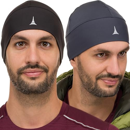 French Fitness Revolution Helmet Liner Skull cap Beanie Berretto, Confezione da 2-Nero e Grigio, Taglia Unica Unisex-Adulto