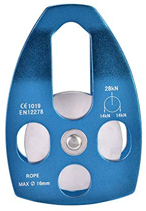 Alomejor 28KN Pulley Seilrolle Pulley Umlenkrolle Riemenscheibe Tandemrolle Turn Pulley Klettern Sicherheitsausrüstung Zubehör (Blau)