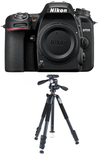 Nikon D7500 DX-Format Digital SLR Camera Body, Black - with Vanguard 264AP 4-Section Aluminum Tripod with PH-32 Pan Head - Black
