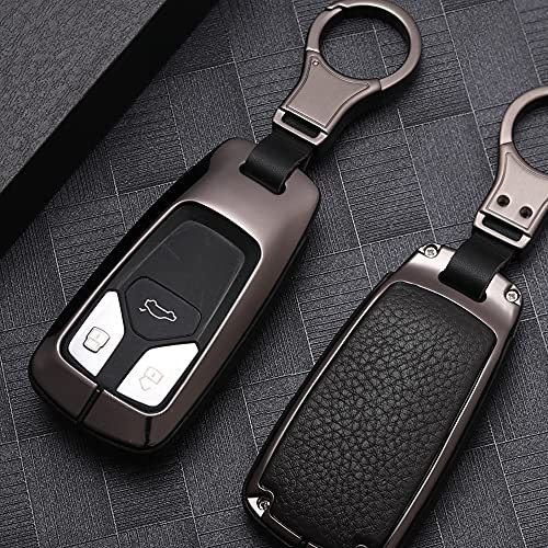 ontto Coque de clé de Voiture pour Audi A4 A5 A6 A7 Q5 Q7 RS SQ TT en Alliage Zinc et Cuir avec Porte-clés