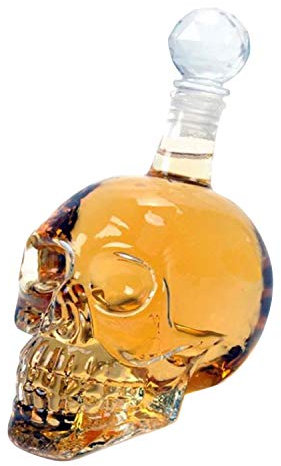 Runstarshow Bouteille de Vin Crâne Carafe Tête de Mort pour Liqueur avec Bouchon Capacité 125ml/350ml/500ml/1000ml pour Maison Bar Party Halloween,Noël, Mascarade (125 ML)