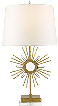 Licht-Erlebnisse Designer Tischleuchte IANVEN 78 cm in Gold Weiß kunstvoll dekorativ E27 Tischlampe Wohnzimmer