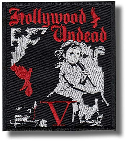 Hollywood Undead Aufnäher zum Aufbügeln, bestickt - Schwarz, Rund, 1 Stück, Punk, Musik, Patch