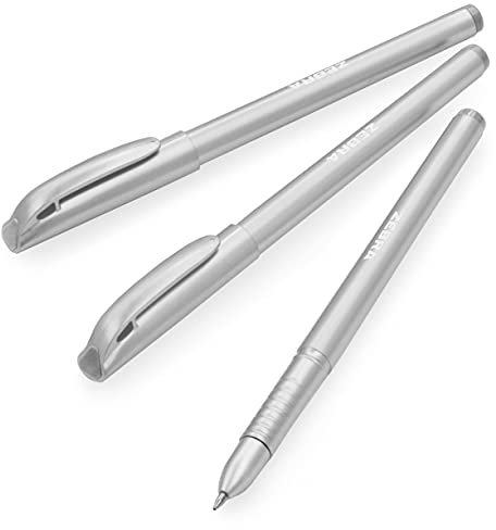 Zebra ZGE Gelschreiber – Metallischer Schaft – 0,7 mm – Metallic-Silber – 3 Stück