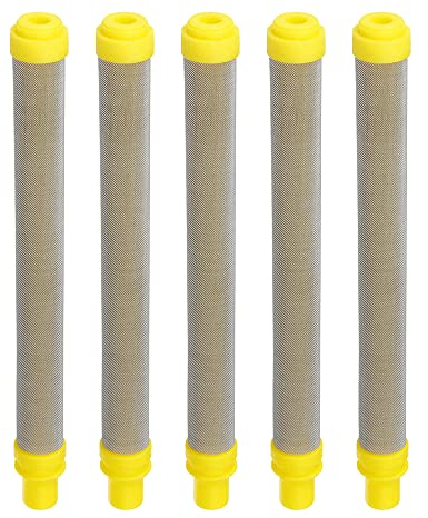 5 Stück 100 Mesh Filter für Wagner Airless Farbspritzpistolen Airless Spray Gun Filter Elemente Edelstahl Filter für Wagner Airless Lack Spray Gun Gelb 100mm Länge