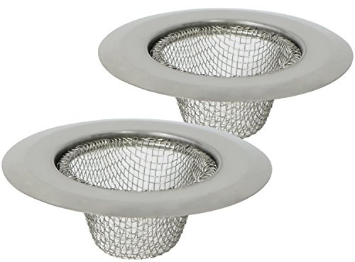 com-four® 2X Abflusssieb aus Edelstahl, Rostfreies Spülbeckensieb | Universal Sieb für Küche und Bad