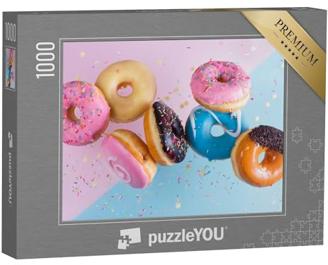 puzzleYOU: Puzzle 1000 Teile „Fliegende Donuts“ – aus der Puzzle-Kollektion Kuchen, Essen und Trinken