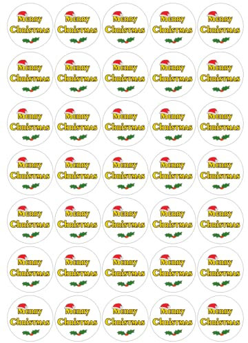 30 x Pre Cut Merry Christmas Cake, Cupcake Toppers/Decorations Edible Wafer Paper
