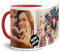 Foto-Tasse zum selbst gestalten mit Foto-Collage für 2 Wunschfotos - Geschenk für Familie, Freunde, Geburtstag, Weihnachten - Keramik Innen & Henkel Rot, 300 ml I Personalisiert