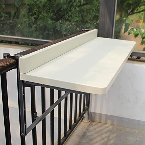 Balkonhängetisch Klappbar Aus Metall, Wandtisch Klappbar Balkon, Klappbarer Wand-klapptisch, Outdoor-tisch Balkontisch Zum Einhängen - 80 X 40cm (Color : Weiß)