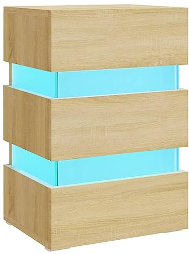 vidaXL LED Nachttisch Nachtschrank Nachtkonsole Nachtkommode Schlafzimmer Schrank Kommode Telefontisch Beistelltisch Sonoma-Eiche 45x35x67cm Holzwerkstoff