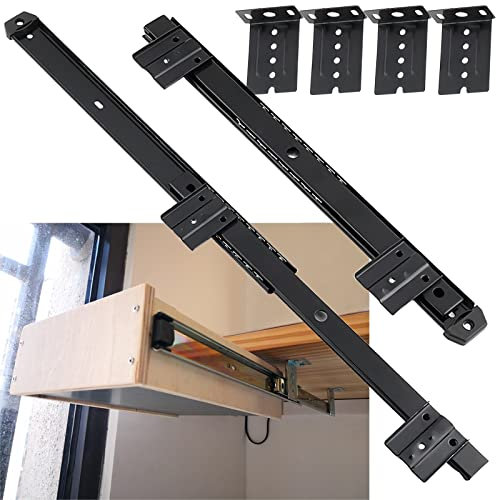 Tastatur-Schienen Auszugschienen 350mm Schubladenführung Mit Höhenverstellung, Schublade Gleitschienen 1Paar Für Schreibtische Tastaturauszüge Flexibel Und Langlebig Mit Schrauben
