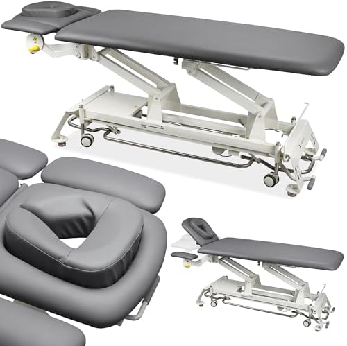 HABYS Evero V4 | Elektrische Massageliege Behandlungsliege Therapieliege Massagebank Kosmetikliege | Höhenverstellbar 198 x 68cm |Elektrisch | 4 - Segmente | MDR-Zertifizieriung | Grau/Weiß
