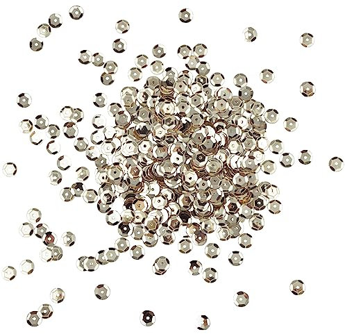 FAZHBARY Paillettes iridescenti da 6 mm, color oro rosa, piccole e sciolte, per cucito, artigianato, fai da te, ricami, circa 4500 pezzi