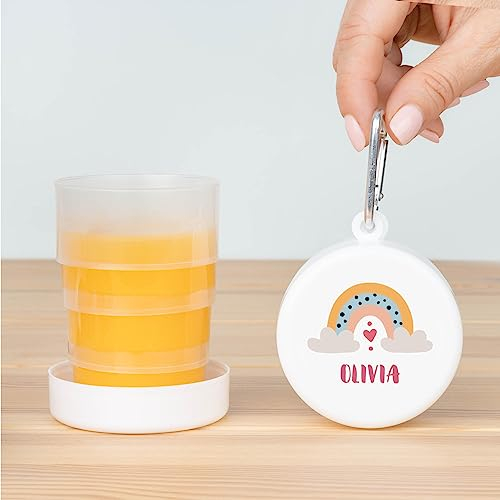 Wanapix | Vaso Niña infantil | Vaso Personalizado con Nombre | Vasos de Plástico Plegable | Vuelta al Colegio/Guardería | Sin BPA |Vaso Infantil | 220ml | Arcoiris