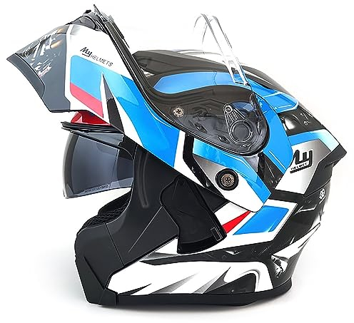 Kcolic Motorradhelm Modularer Mann Und Frau Doppelvisier Mit UV-Schutz Für Roller Chopper ECE-Zulassung Für Antikollisions-Rollerhelm Integralhelm D,3XL=65-66CM