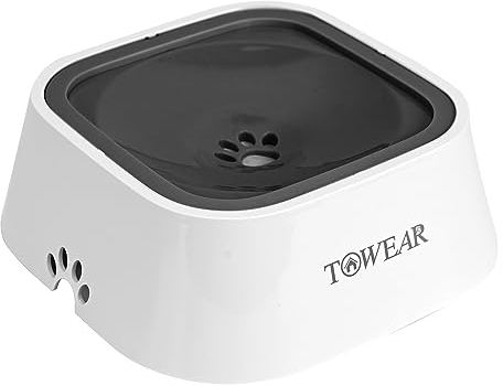 TOWEAR Gamelle d'eau pour Chien avec Disque Flottant, 1,5 L, Anti-débordement, Anti-étouffement, sans déversement, pour Chien, Chat, Chiot, Chaton (Bleu Ciel) (Gris et Blanc)