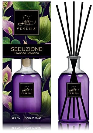Profumatore Ambiente Bastoncini – Lady Venezia – Diffusore Profumo con Bastoncini per Ambienti - Profumo Casa -Lunga Durata – 250 ML (lavanda) Made In Italy