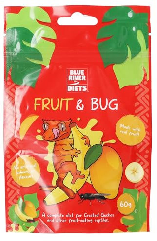 Blue River Diets Complete Crested Gecko Food | All Natural Gecko Food Made in the UK (60g, Fruit and Bug)