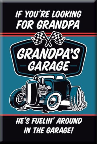 hotrodspirit - Magnet 8 x 5,5 cm Grandpa's Garage Hot Rod Hi Boy Deko Küche Bar Dinner Kühlschrank