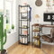 YMYNY Bücherregal, 6-stöckiges Aufbewahrungsregal, Pflanzenregal, Aufbewahrungsregal mit Stahlrahmen, für Wohnzimmer, Büro, Arbeitszimmer, Flur, Industriestil,Schwarz HBC001B