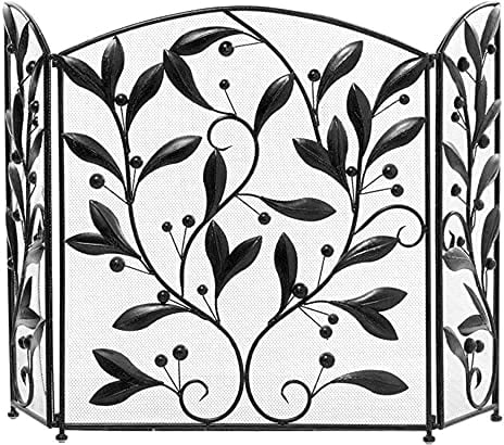 Parascintille Parascintille in ferro verniciato a polvere con griglia fine per caminetto e stufa Parascintille parafiamma Indipendente 3 volte (Nero)