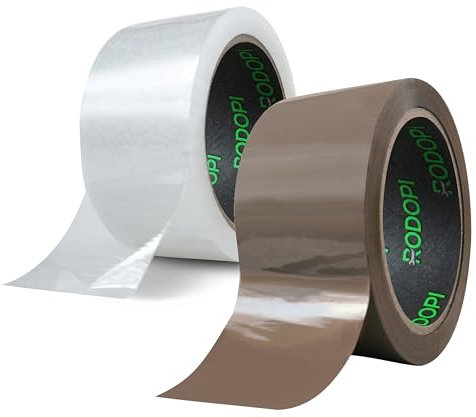 RODOPI Paketklebeband FixBox 50mm x 66m Paketband braun & transparent Packband für Handabroller Verpackungsklebeband für Umzugskartons oder Versand