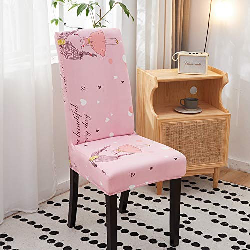 Stuhlhussen 4er Set Rosa Prinzessin Stretch Stuhlbezug,Abnehmbare Waschbar Stuhlhussen Schwingstühle, Hussen Für Stühle,Spandex Stuhlbezüge Für Hotel, Küche